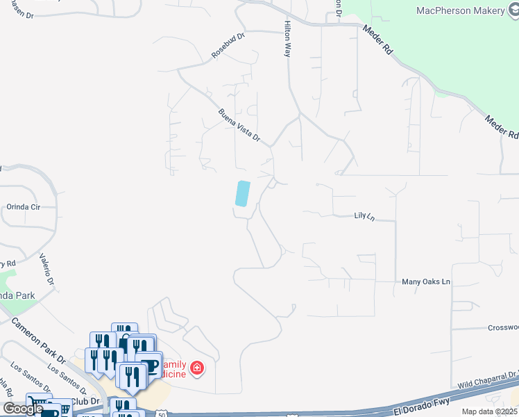 map of restaurants, bars, coffee shops, grocery stores, and more near 3700 Loma Drive in Shingle Springs