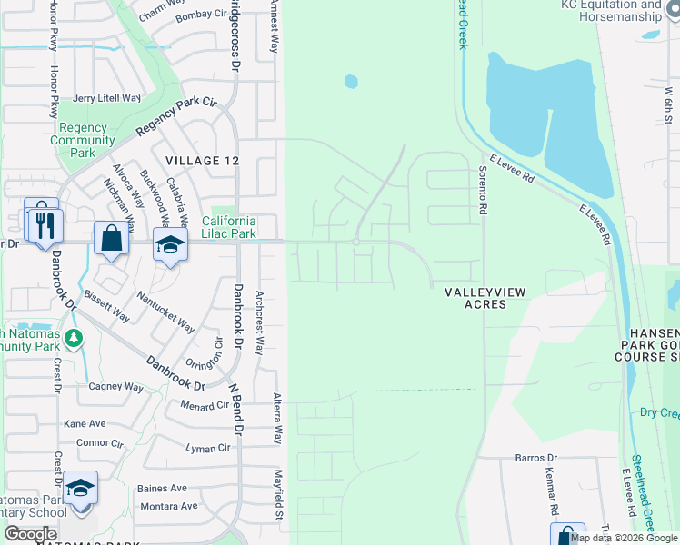 map of restaurants, bars, coffee shops, grocery stores, and more near 24 Arvis Court in Sacramento