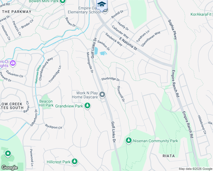 map of restaurants, bars, coffee shops, grocery stores, and more near 1865 Penrose Court in Folsom
