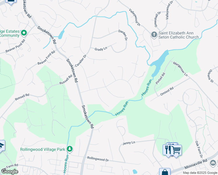 map of restaurants, bars, coffee shops, grocery stores, and more near 12937 Montpelier Court in Woodbridge