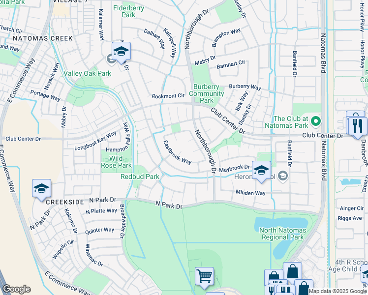 map of restaurants, bars, coffee shops, grocery stores, and more near 15 Bimini Court in Sacramento