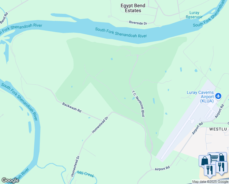 map of restaurants, bars, coffee shops, grocery stores, and more near 480 Beall Avenue in Luray