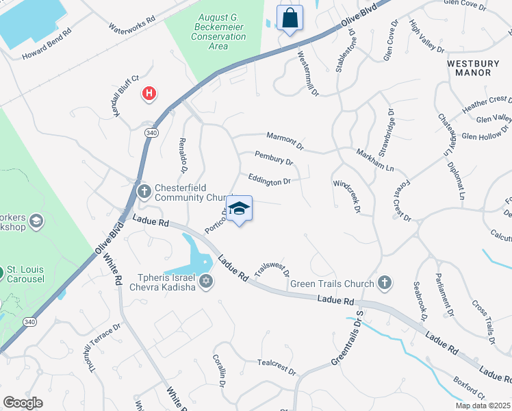 map of restaurants, bars, coffee shops, grocery stores, and more near 14536 Chellington Court in Chesterfield