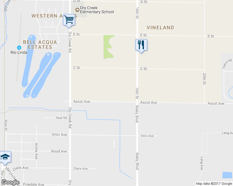 map of restaurants, bars, coffee shops, grocery stores, and more near 1441 Ascot Avenue in Rio Linda