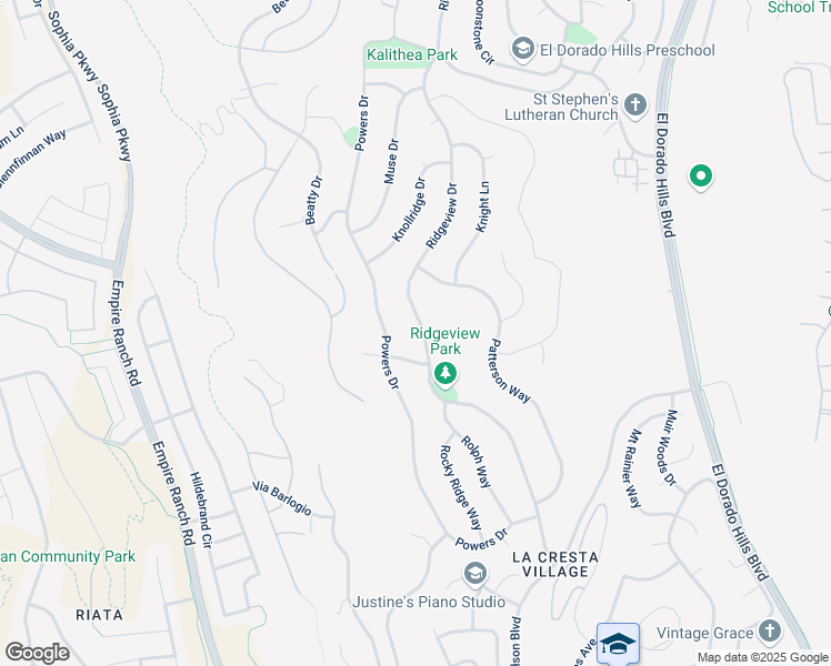 map of restaurants, bars, coffee shops, grocery stores, and more near 3398 Ridgeview Drive in El Dorado Hills