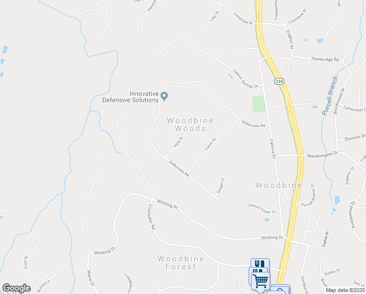 map of restaurants, bars, coffee shops, grocery stores, and more near 13057 Hyla Drive in Manassas