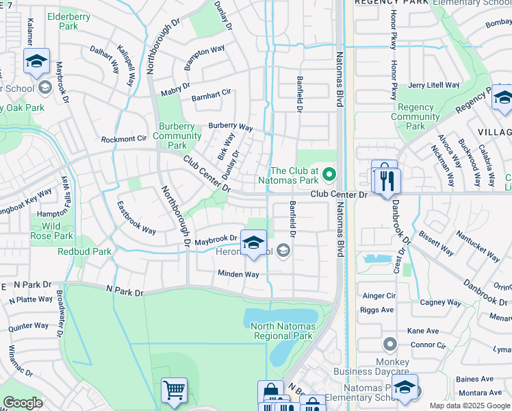 map of restaurants, bars, coffee shops, grocery stores, and more near 170 Martis Valley Circle in Sacramento