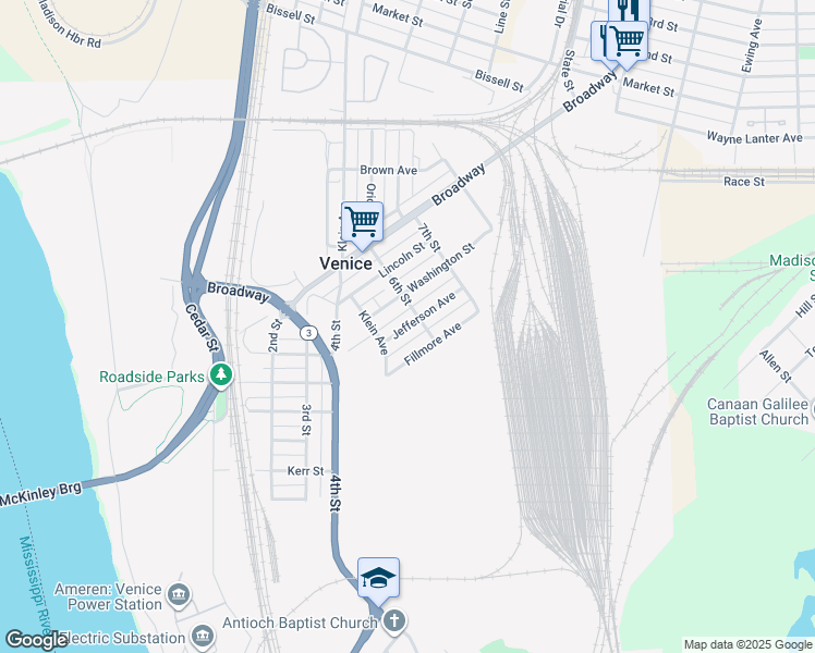 map of restaurants, bars, coffee shops, grocery stores, and more near 503 Jefferson Avenue in Venice