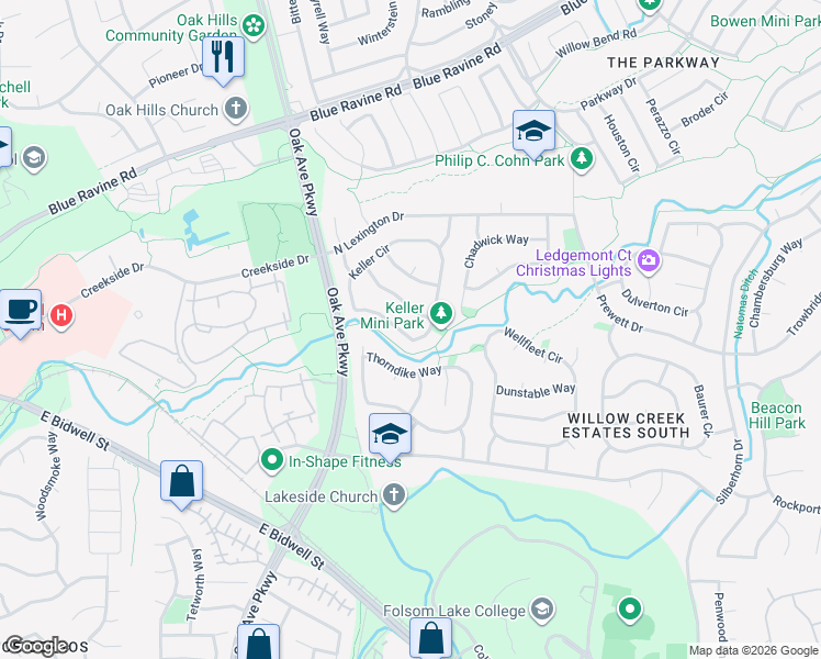 map of restaurants, bars, coffee shops, grocery stores, and more near 157 Keller Circle in Folsom