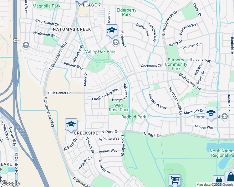 map of restaurants, bars, coffee shops, grocery stores, and more near 5313 Pebble Banks Way in Sacramento