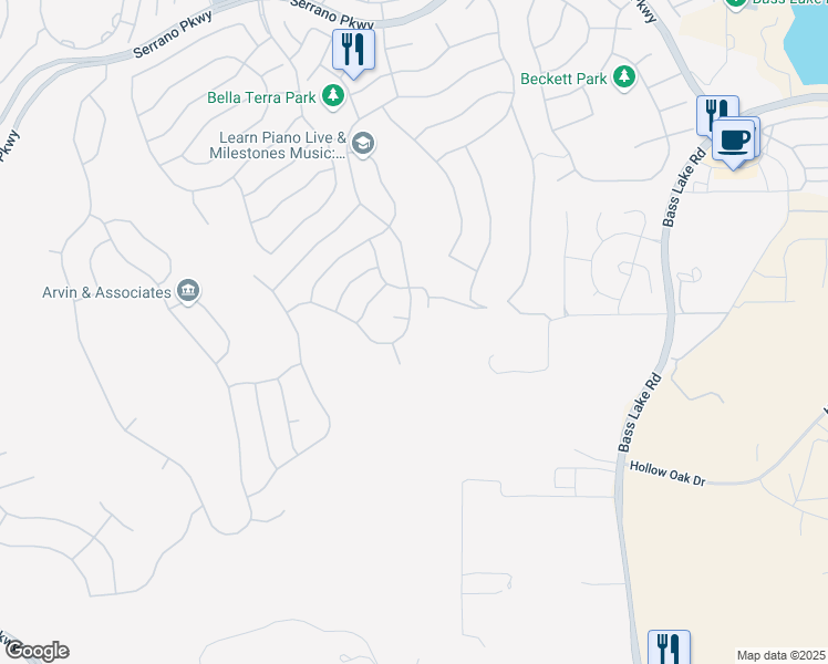 map of restaurants, bars, coffee shops, grocery stores, and more near 3689 Archetto Drive in El Dorado Hills