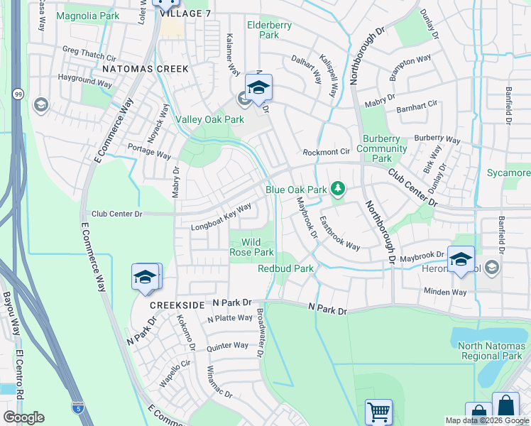 map of restaurants, bars, coffee shops, grocery stores, and more near 5200 Kankakee Drive in Sacramento