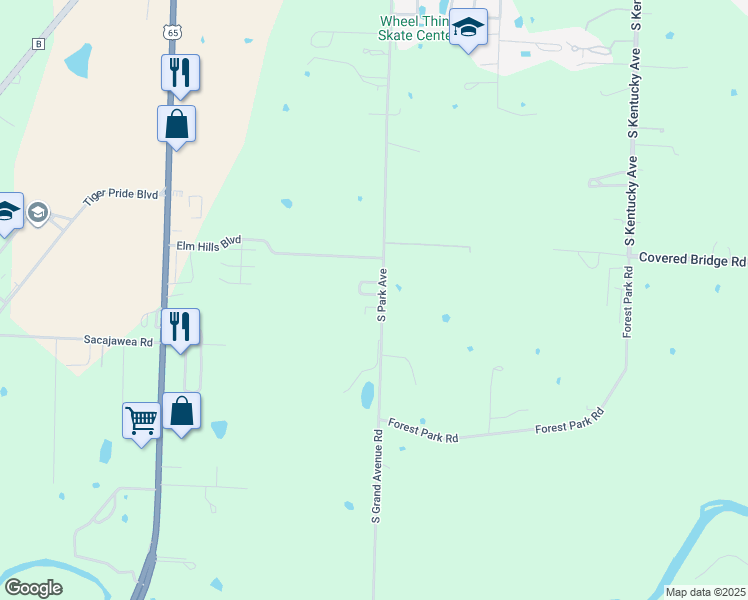 map of restaurants, bars, coffee shops, grocery stores, and more near 4736-4864 South Park Avenue in Sedalia
