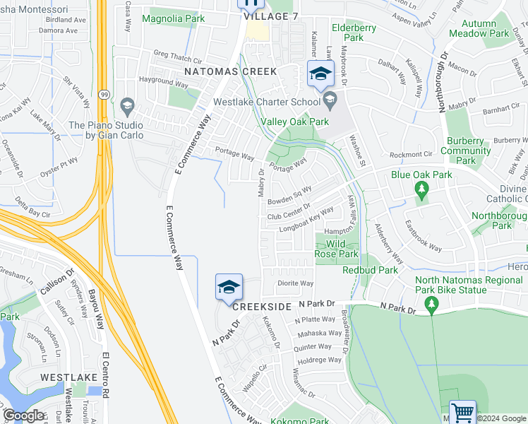 map of restaurants, bars, coffee shops, grocery stores, and more near 3192 Mabry Drive in Sacramento