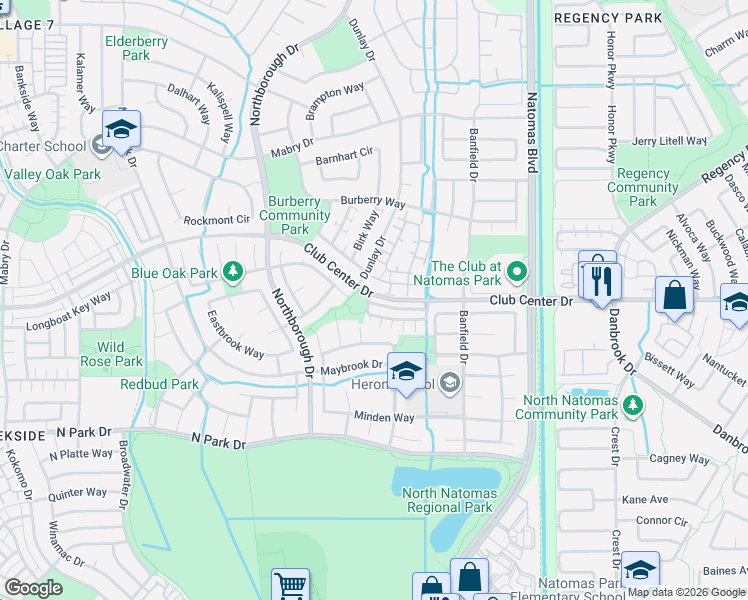 map of restaurants, bars, coffee shops, grocery stores, and more near 2310 Bayless Way in Sacramento