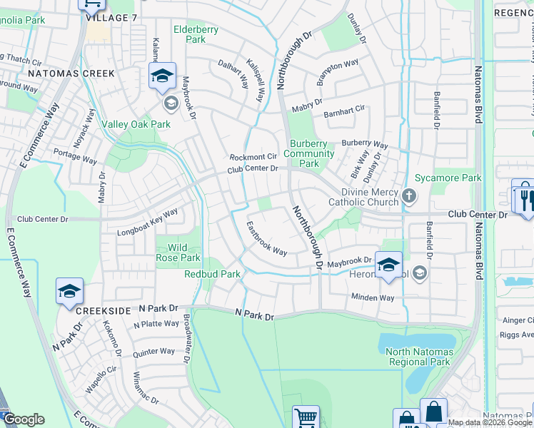 map of restaurants, bars, coffee shops, grocery stores, and more near 2560 Serenata Way in Sacramento