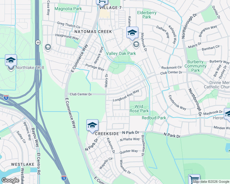 map of restaurants, bars, coffee shops, grocery stores, and more near 3015 Bowden Square Way in Sacramento