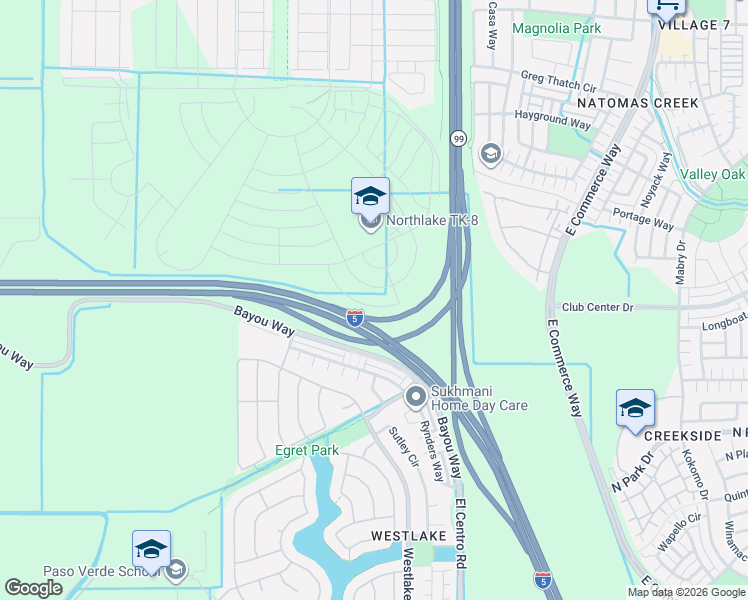 map of restaurants, bars, coffee shops, grocery stores, and more near Highway 99 in Sacramento