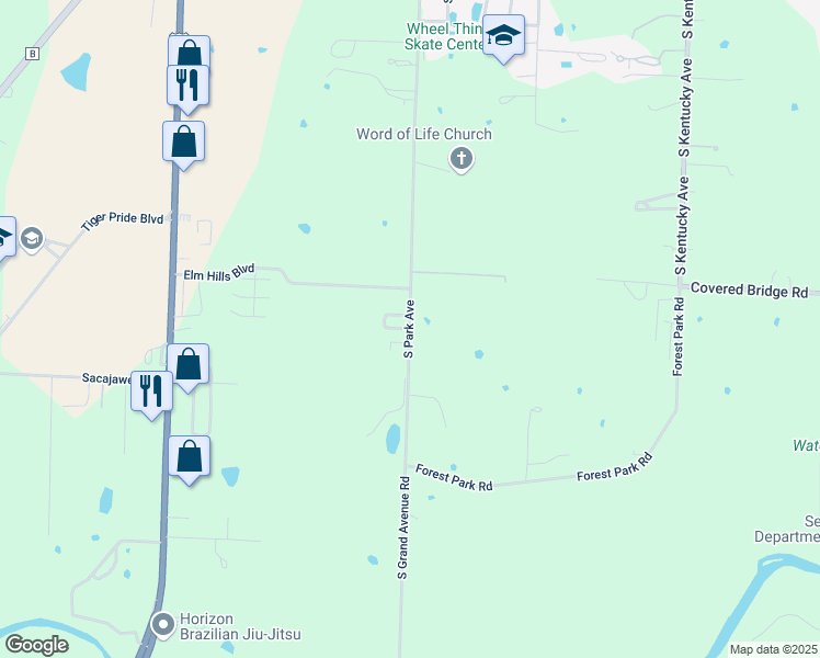 map of restaurants, bars, coffee shops, grocery stores, and more near 4736 South Park Avenue in Sedalia