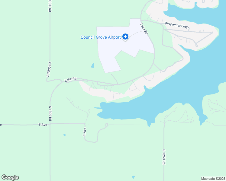 map of restaurants, bars, coffee shops, grocery stores, and more near 1264 Lake Road in Council Grove