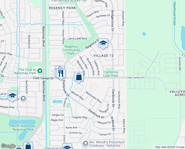 map of restaurants, bars, coffee shops, grocery stores, and more near 5323 Alvoca Way in Sacramento
