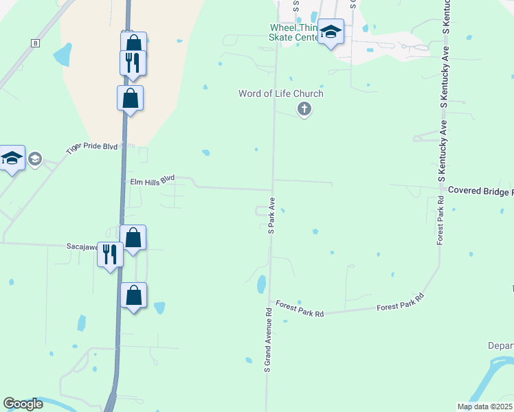 map of restaurants, bars, coffee shops, grocery stores, and more near 101-199 Villa Drive in Sedalia
