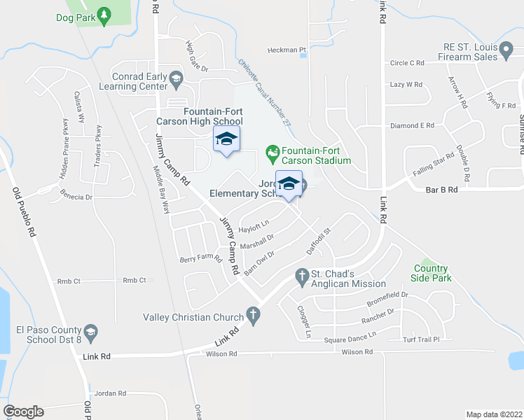 map of restaurants, bars, coffee shops, grocery stores, and more near 771 Progress Drive in Fountain