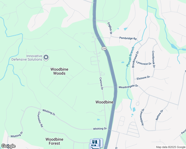 map of restaurants, bars, coffee shops, grocery stores, and more near 8001 Stillbrooke Road in Manassas