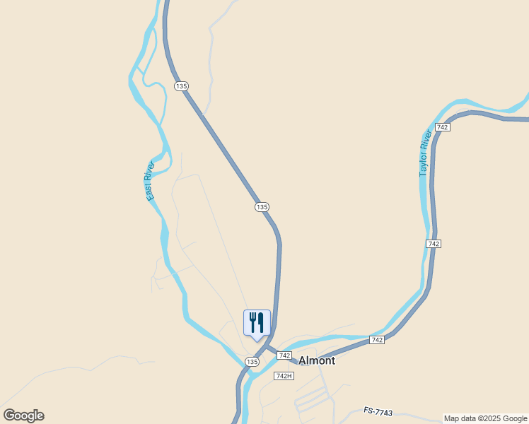 map of restaurants, bars, coffee shops, grocery stores, and more near Colorado 135 in Gunnison County
