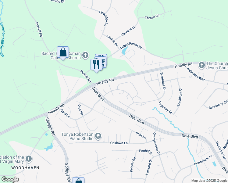 map of restaurants, bars, coffee shops, grocery stores, and more near 6282 Tenor Court in Woodbridge