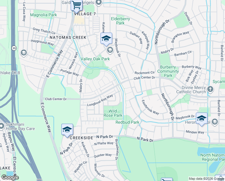 map of restaurants, bars, coffee shops, grocery stores, and more near 5415 Hampton Falls Way in Sacramento