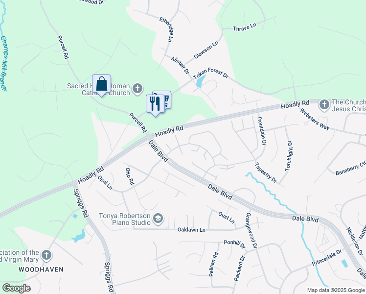 map of restaurants, bars, coffee shops, grocery stores, and more near 6282 Tenor Court in Woodbridge