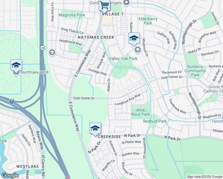 map of restaurants, bars, coffee shops, grocery stores, and more near 5337 York Harbor Way in Sacramento