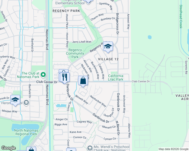 map of restaurants, bars, coffee shops, grocery stores, and more near 5330 Alvoca Way in Sacramento