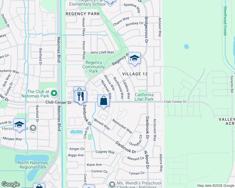 map of restaurants, bars, coffee shops, grocery stores, and more near 5330 Alvoca Way in Sacramento