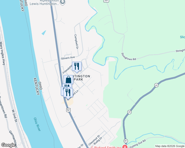 map of restaurants, bars, coffee shops, grocery stores, and more near 1601 Friendship Road in Aberdeen