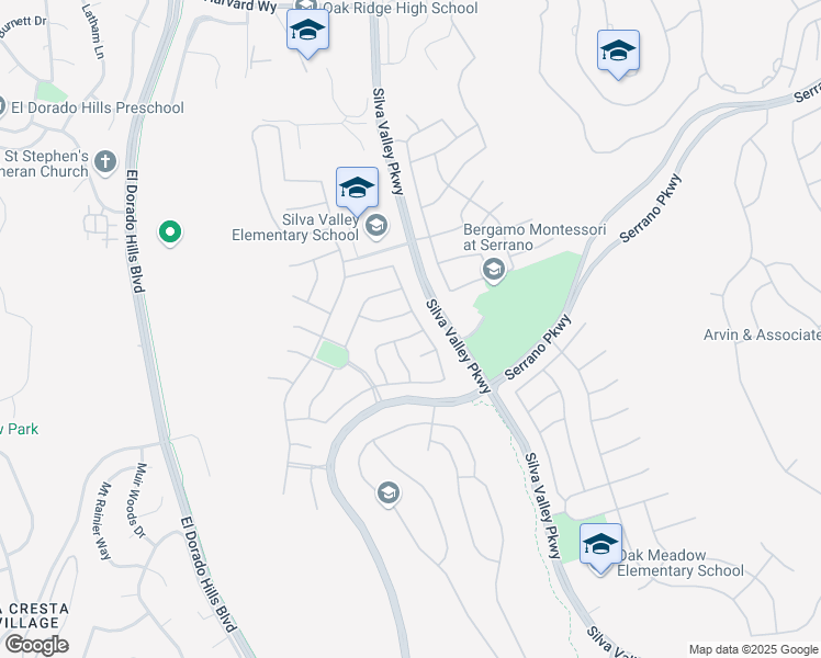 map of restaurants, bars, coffee shops, grocery stores, and more near 5057 Taylor Way in El Dorado Hills