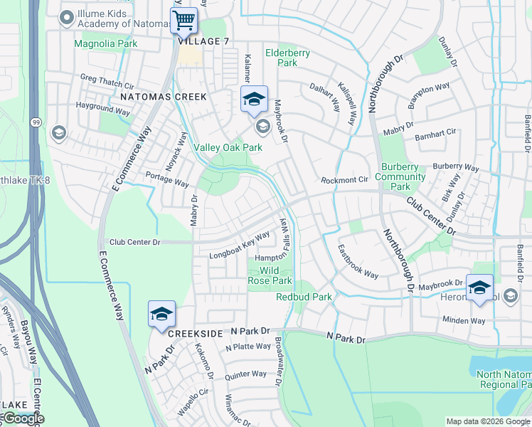map of restaurants, bars, coffee shops, grocery stores, and more near 5415 Hampton Falls Way in Sacramento