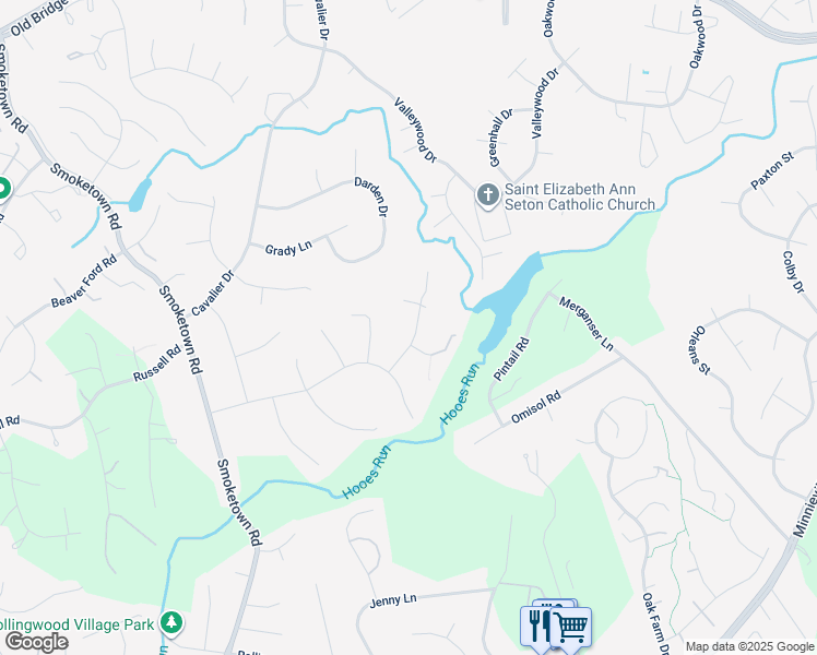map of restaurants, bars, coffee shops, grocery stores, and more near 13008 Shadwell Court in Woodbridge
