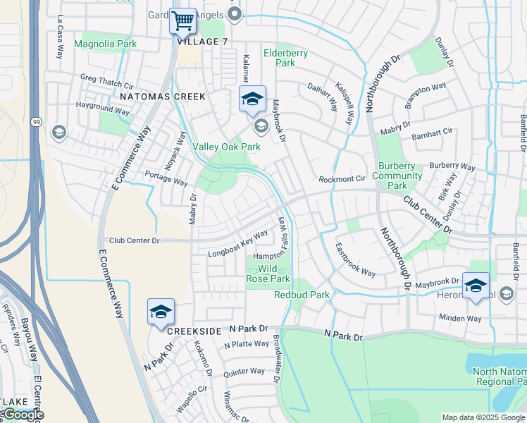 map of restaurants, bars, coffee shops, grocery stores, and more near 5415 Hampton Falls Way in Sacramento