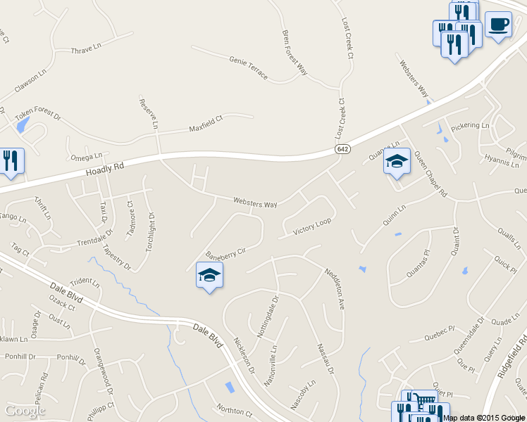 map of restaurants, bars, coffee shops, grocery stores, and more near 14072 Baneberry Circle in Manassas
