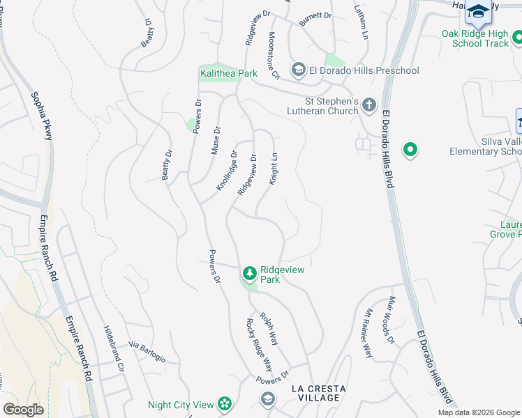 map of restaurants, bars, coffee shops, grocery stores, and more near 820 Knight Lane in El Dorado Hills
