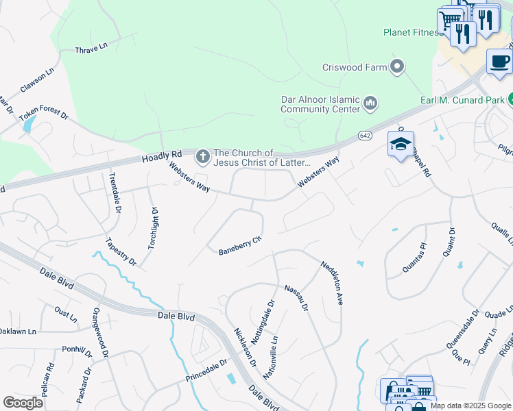 map of restaurants, bars, coffee shops, grocery stores, and more near 14076 Baneberry Circle in Manassas