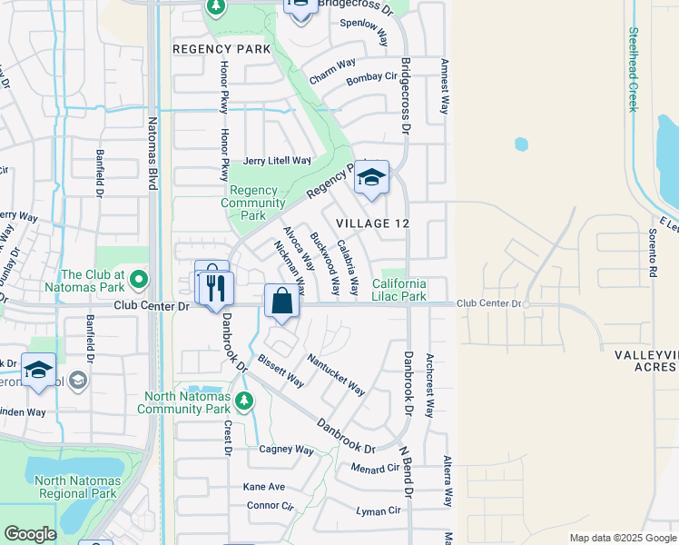 map of restaurants, bars, coffee shops, grocery stores, and more near 5352 Buckwood Way in Sacramento