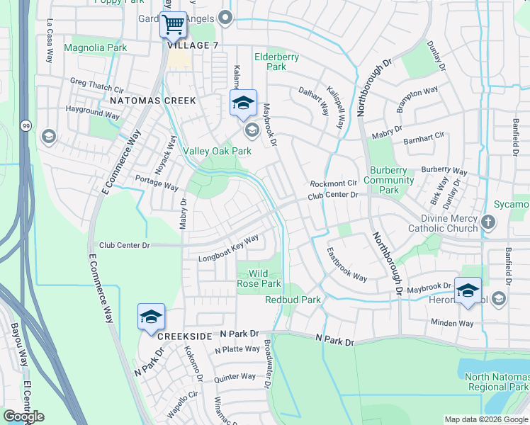 map of restaurants, bars, coffee shops, grocery stores, and more near 5415 Hampton Falls Way in Sacramento