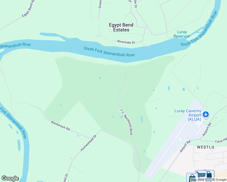 map of restaurants, bars, coffee shops, grocery stores, and more near 910 T.C. Northcott Boulevard in Luray