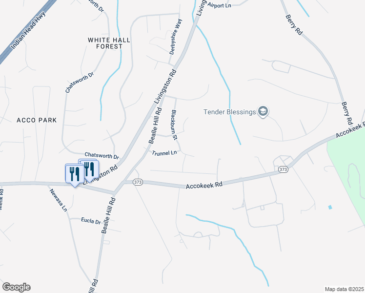 map of restaurants, bars, coffee shops, grocery stores, and more near 15808 Blackburn Street in Accokeek