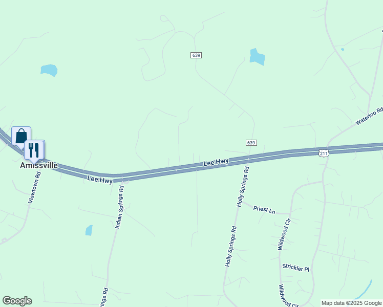 map of restaurants, bars, coffee shops, grocery stores, and more near 14943 Lee Highway in Amissville
