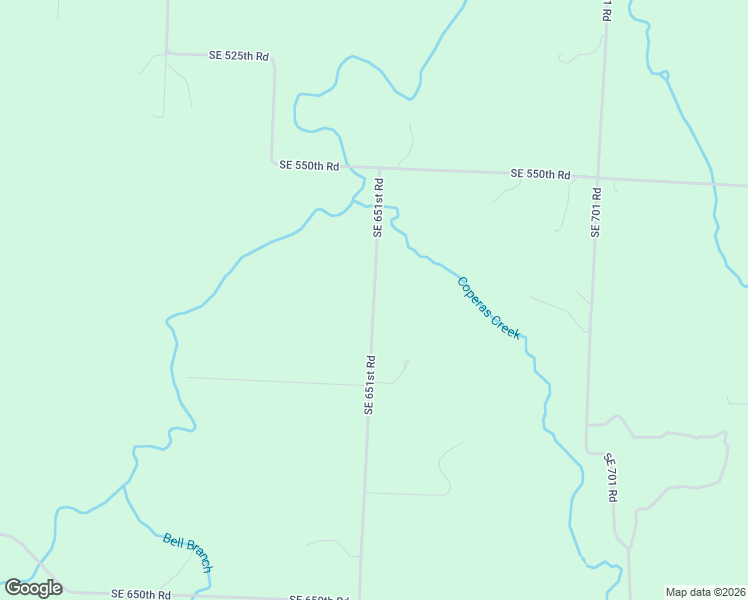 map of restaurants, bars, coffee shops, grocery stores, and more near 540 Southeast 651st Road in Leeton