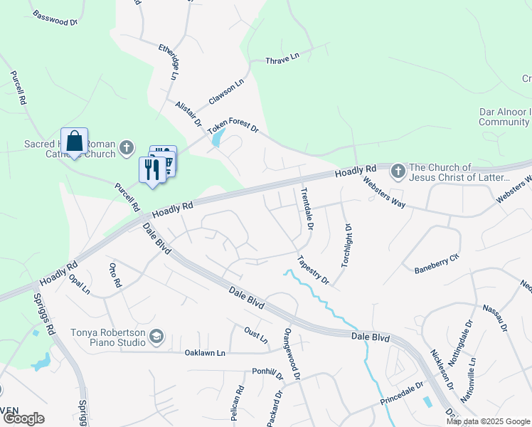 map of restaurants, bars, coffee shops, grocery stores, and more near 12988 Terminal Way in Woodbridge